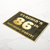 86th Birthday Party: Bold, Faux Wood Grain Pattern Folieneinladung (Gedreht)