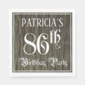 86th Birthday Party — Fancy Script, Faux Wood Look Serviette (Vorderseite)