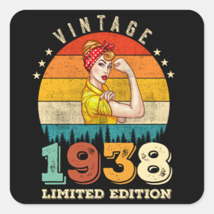 87. Geburtstag 1938 Vintage 87. Geburtstagsfeier F Quadratischer Aufkleber