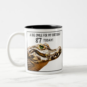 87. Geburtstag Alligator-Lächeln Zweifarbige Tasse