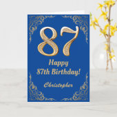 87. Geburtstag Blue and Gold Glitzer Frame Karte (Gelbe Blume)