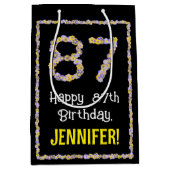 87. Geburtstag: Blumennummer, Individuelle Name, B Mittlere Geschenktüte (Vorderseite)