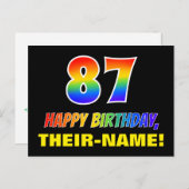 87. Geburtstag: Bold, Fun, Simple, Rainbow 87 Postkarte (Vorne/Hinten)