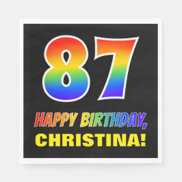 87. Geburtstag: Bold, Fun, Simple, Rainbow 87 Serviette