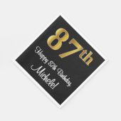 87. Geburtstag ~ Elegante Luxuriöse Imitate Gold L Serviette (Ecke)