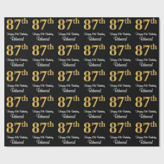 87. Geburtstag: Elegante Luxuriöse Imitate Gold Lo Geschenkpapier (Flach)