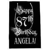 87. Geburtstag: Extravagant, elegant, Script + Ind Mittlere Geschenktüte (Vorderseite)