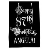87. Geburtstag: Extravagant, elegant, Script + Ind Mittlere Geschenktüte (Rückseite)