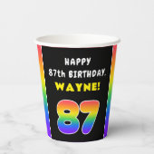 87. Geburtstag: Farbiger Regenbogen # 87, Individu Pappbecher (Rückseite)