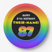 87. Geburtstag: Farbiger Regenbogen # 87, Individu Pappteller (Vorderseite)