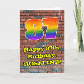 87. Geburtstag: Fun Graffiti-Inspiriert Regenbogen Karte (Vorderseite)