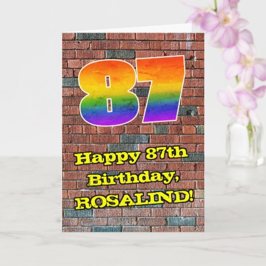 87. Geburtstag: Fun Graffiti-Inspiriert Regenbogen Karte (Orchidee)