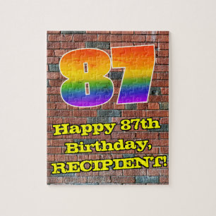 87. Geburtstag: Fun Graffiti-Inspiriert Regenbogen Puzzle