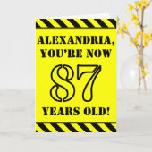 87. Geburtstag: Fun Stencil Style Text, Individuel Karte (Gelbe Blume)