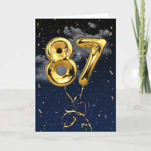 87. Geburtstag Gold Mylar Ballon und Confetti Card Karte