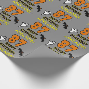 87. Geburtstag: Gruseliges Halloween-Thema, benutz Geschenkpapier