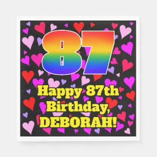 87. Geburtstag: Loving Hearts Pattern, Regenbogen Serviette