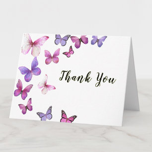 87. Geburtstag Pink Purple Schmetterling Danksagun Dankeskarte