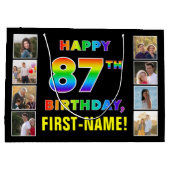 87. Geburtstag: Regenbogentext, benutzerdefinierte Große Geschenktüte (Rückseite)