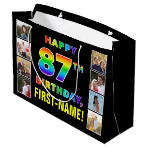 87. Geburtstag: Regenbogentext, benutzerdefinierte Große Geschenktüte