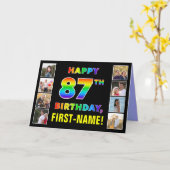 87. Geburtstag: Regenbogentext, benutzerdefinierte Karte (Gelbe Blume)