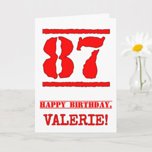 87. Geburtstag: Spaß, Red Rubber Briefmarke Inspir Karte