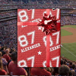 87. Geburtstag Typografie rot Geschenkpapier