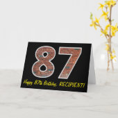 87. Geburtstag - Ziegelmauermuster "87" mit Name Karte (Gelbe Blume)