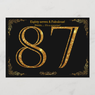 87. Geburtstagsfeier, Gatsby-Styl, schwarzer Glitz Einladung