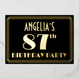 87. Geburtstagsparty: Art Deco Look "87", w/ Name Folieneinladung