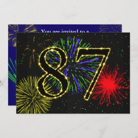 87. Geburtstagsparty Einladung (Vorne/Hinten)