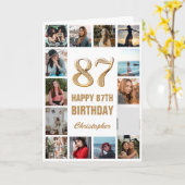 87. Happy Birthday Gold und White Foto Collage Karte (Gelbe Blume)