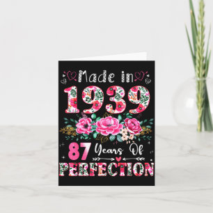 87 Jahre alt Hergestellt in 19&#; Floral 87. Gebu Karte