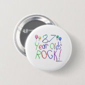 87 Jährige Felsen-! Knopf Button (Vorne & Hinten)