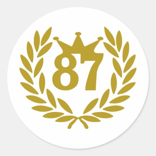 87-real-laurel-Kronen Runder Aufkleber (Vorderseite)