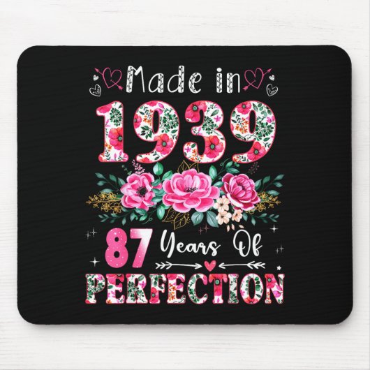 87 Year Old Made In 19&#; Floral 87th Birthday Wo Mousepad (Vorne)