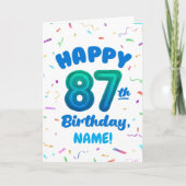 87th Balloon Number Custom Name Birthday Card Karte (Vorderseite)