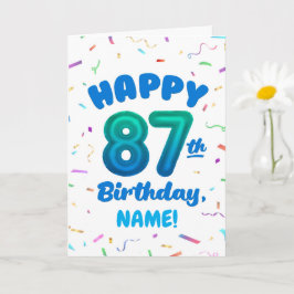 87th Balloon Number Custom Name Birthday Card Karte