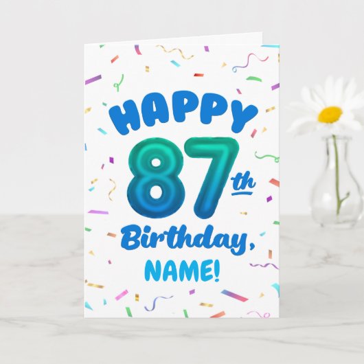 87th Balloon Number Custom Name Birthday Card Karte (Kleine Pflanze)