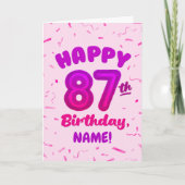 87th Balloon Number Custom Name Birthday Card Karte (Vorderseite)