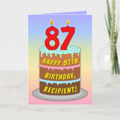 87th Birthday — Fun Cake & Candles, w/ Custom Name Karte (Vorderseite)
