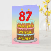 87th Birthday — Fun Cake & Candles, w/ Custom Name Karte (Gelbe Blume)