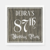 87th Birthday Party — Fancy Script, Faux Wood Look Serviette (Vorderseite)