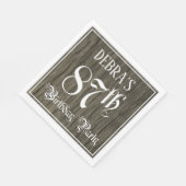 87th Birthday Party — Fancy Script, Faux Wood Look Serviette (Ecke)