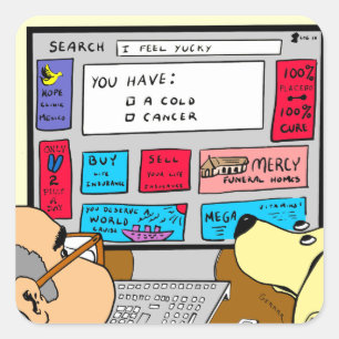 883 Motor-Diagnose-Cartoon suchen Quadratischer Aufkleber