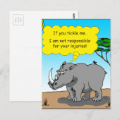 886 Rhino-Kitzel-Cartoon Postkarte (Vorne/Hinten)