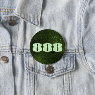 888 Manifestation der Zahl der grünen Glitzer Button