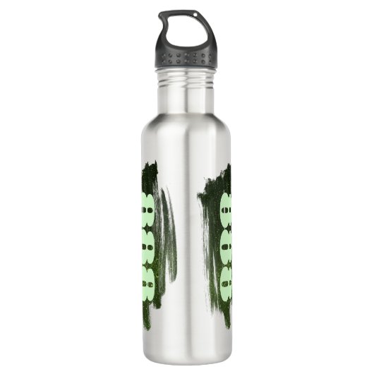 888 Manifestation der Zahl der grünen Glitzer Edelstahlflasche (Rückseite)
