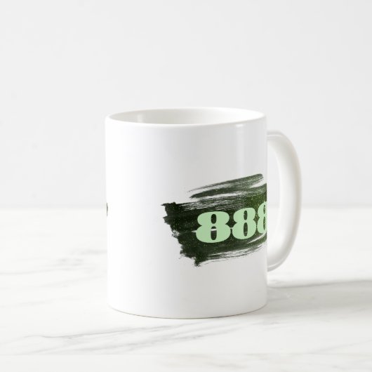 888 Manifestation der Zahl der grünen Glitzer Kaffeetasse (VorderseiteRechts)