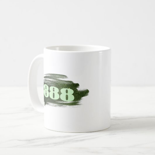 888 Manifestation der Zahl der grünen Glitzer Kaffeetasse (Vorderseite Links)